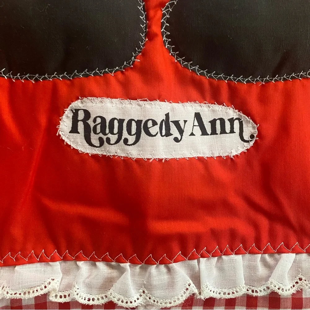 Vintage Handmade Raggedy Ann Quilt Red Gingham Plaid Puffy Doll Design